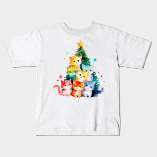 Cat Christmas Tree Kids T-Shirt